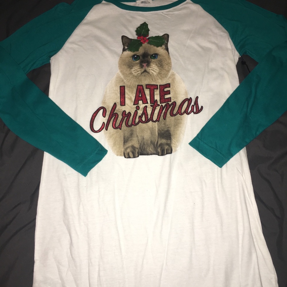 Funny fat cat Christmas shirt dress